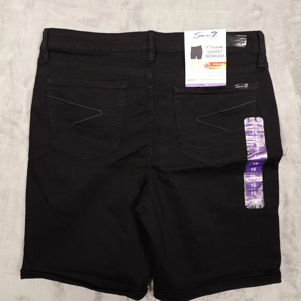 NWT Seven7 black jean shorts sunset bermuda 16 - Picture 9 of 11